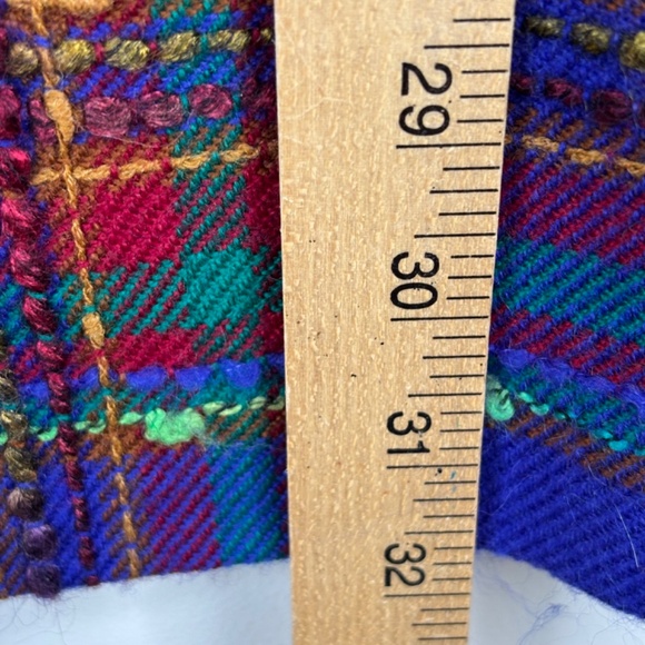 VTG Carlisle Wool Plaid Pea Coat 2 Double Breasted Velvet Old Money Retro Twee - Picture 7 of 13